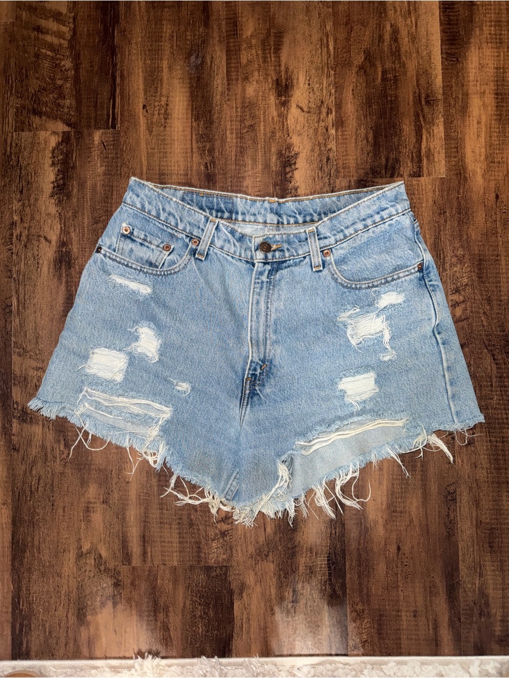 Levi's Light Blue Distressed Denim Cutoff Shorts